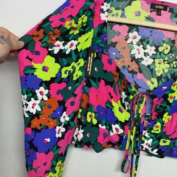 AFRM Vibrant Floral Tie-Front Blouse - Picture 4 of 14